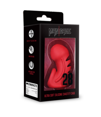 ManCage by Shots Model 28 - Ultra Soft Silicone Chastity Cage - Red