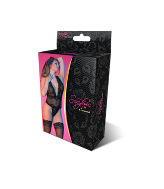 Magic Silk Deep Look Halter Teddy - S/M - Black