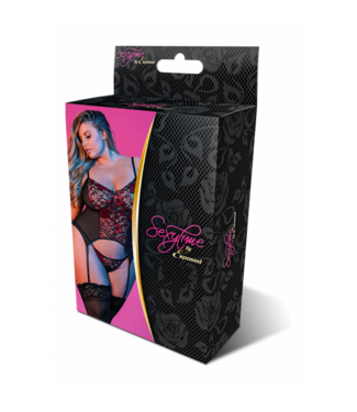 Magic Silk Merry Widow and G-String Set - 2X - Black
