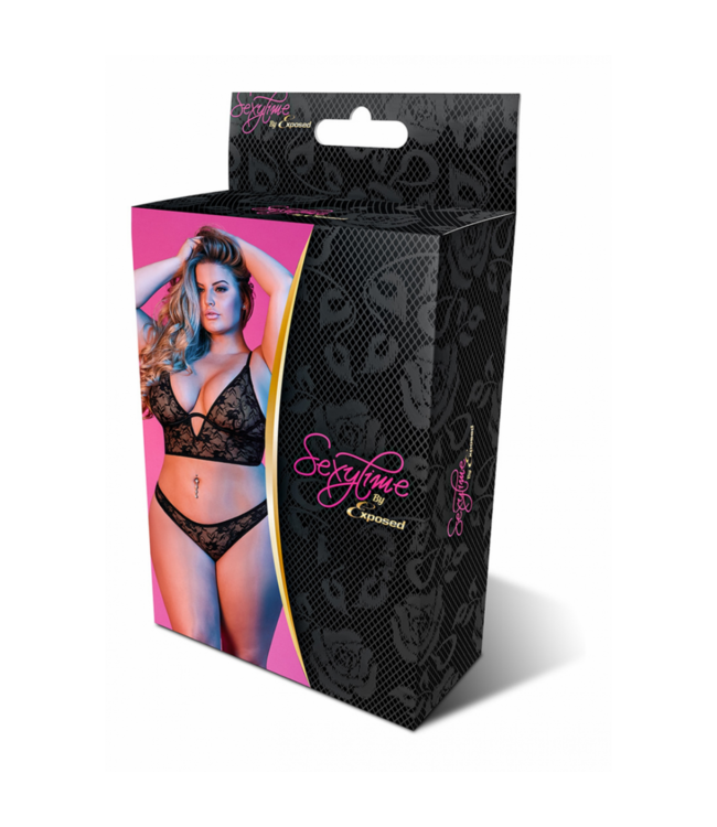 Underwired Bralette and Panty Set - 2X - Black