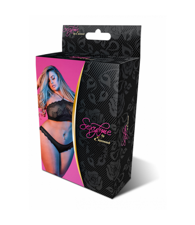 Halter Bandeaux and Panty Set - 2X - Black