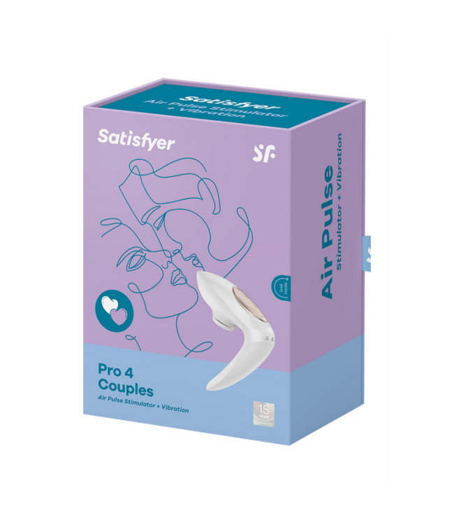 Pro 4 - Couples Air Pulse Stimulator and Vibration - White/Rose Gold