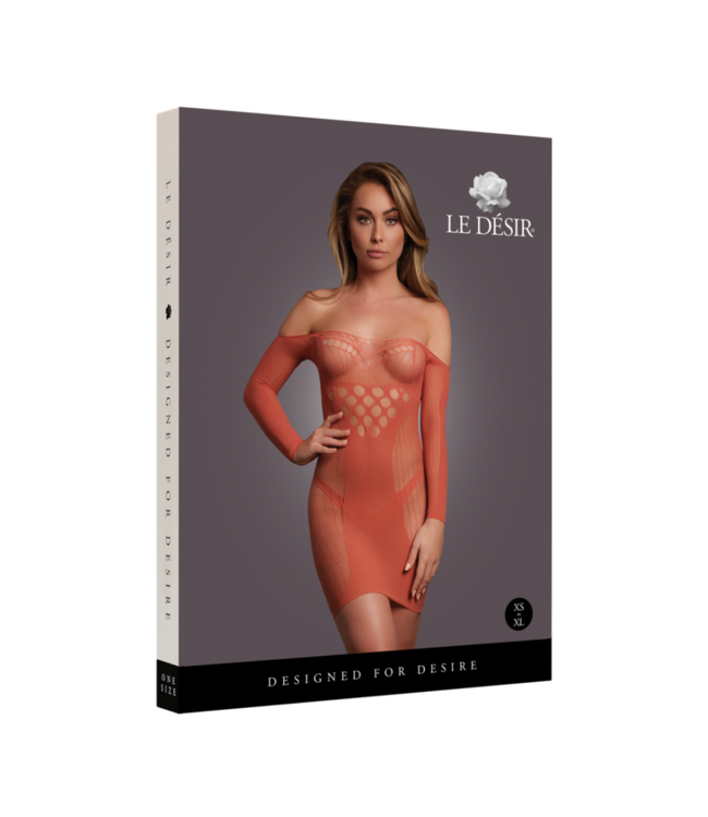 Long-Sleeved Net Mini Dress - One Size