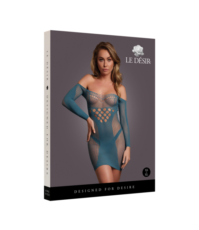 Long-Sleeved Net Mini Dress - One Size