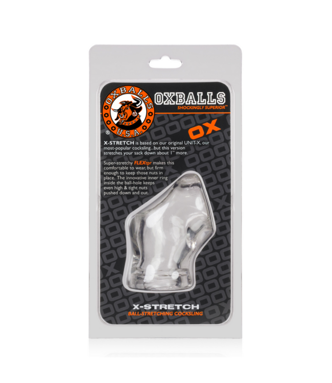 Unit-X Stretch - Sporty Sleek Cocksling with Extended Ballstretcher Base - Clear