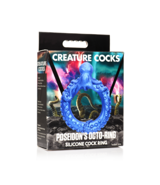 Xr Brands Poseidon's Octo-Ring - Silicone Cock Ring - Blue