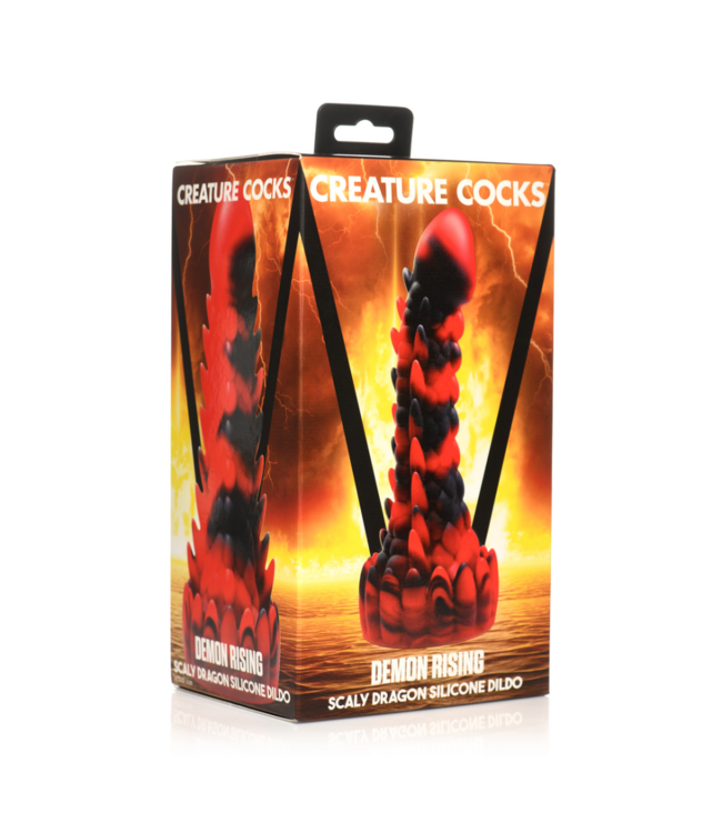Demon Rising - Scaly Dragon Silicone Dildo - Red/Black