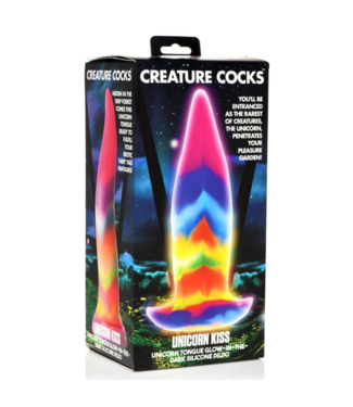 Xr Brands Unicorn Tongue - Glow in the Dark - Silicone Dildo - Rainbow