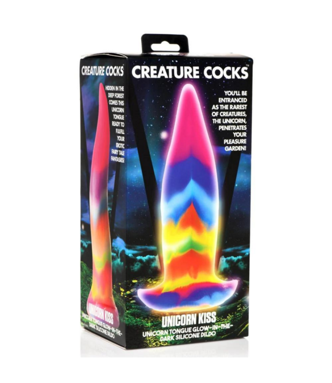 Unicorn Tongue - Glow in the Dark - Silicone Dildo - Rainbow