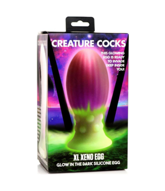 Xr Brands Xeno Egg - Glow in the Dark - Silicone Egg - XL - Pink