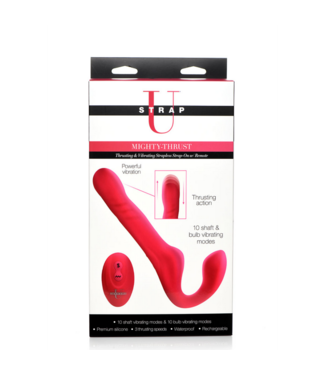 Xr Brands Mighty-Thrust - Thrusting and Vibrating Strapless Strap-On with Remote Control