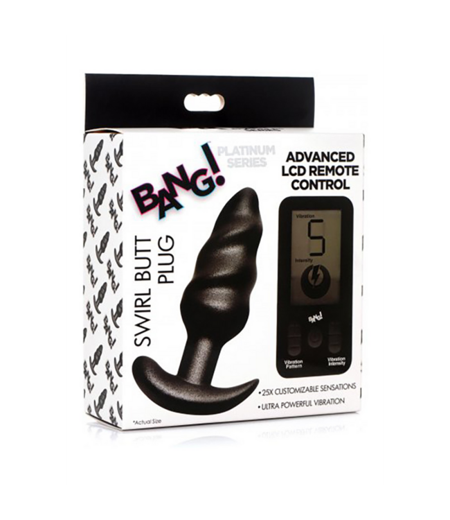 Vibrating Silicone Swirl Plug with Remote Control and 25 Speeds