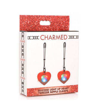 Xr Brands Light Up - Silicone Heart Tweezers Nipple Clamps