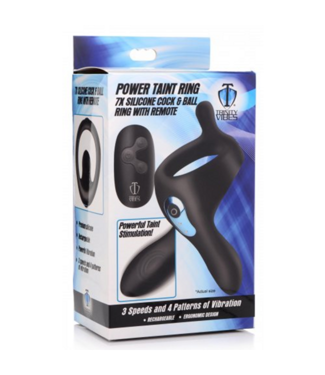 Power Taint - Silicone Cock and Ball Ring with Remote Control