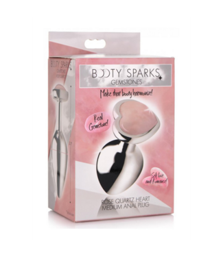 Xr Brands Rose Quartz Heart - Butt Plug - Medium