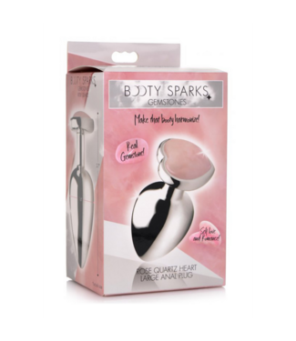 Xr Brands Rose Quartz Heart - Butt Plug - Large