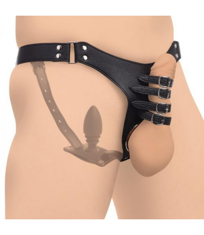 Chastity Harness for Men + Silicone Butt Plug