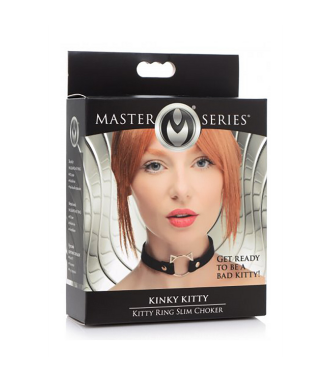 Kinky Kitty Ring Slim Choker - PU Leather - Black