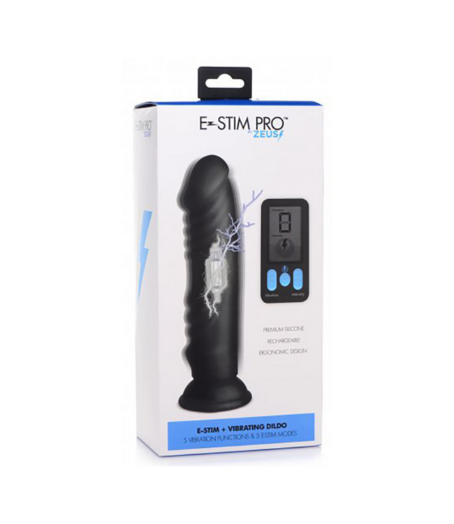 Vibrating and E-Stim Silicone Dildo + Remote Control