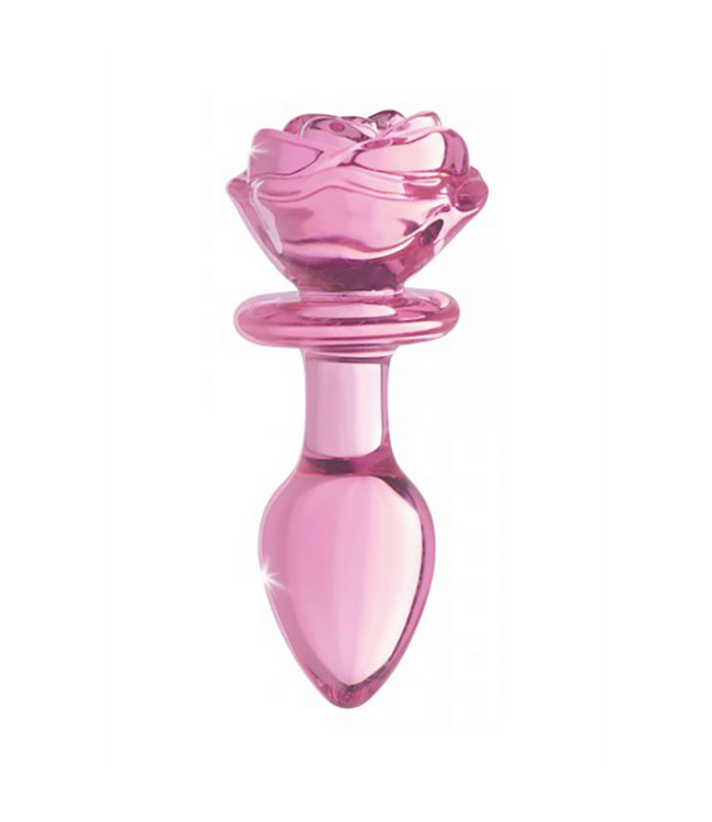 Pink Rose - Glass Butt Plug - Medium