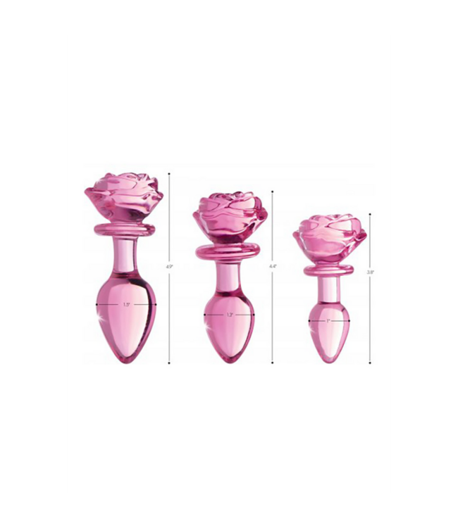 Pink Rose - Glass Butt Plug - Medium