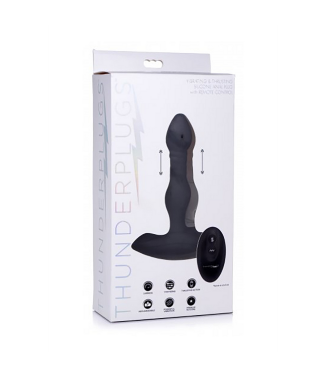 Vibrating and Thrusting Silicone Butt Plug with Remote Control