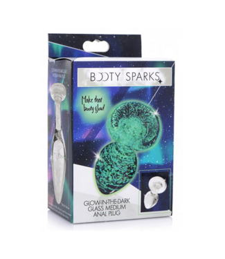 Xr Brands Glow-In-The-Dark - Glass Butt Plug - Medium