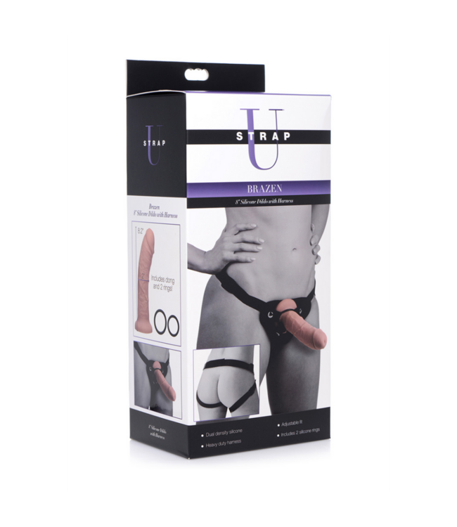 Brazen - Silicone Dildo with Harness - 8 / 20 cm