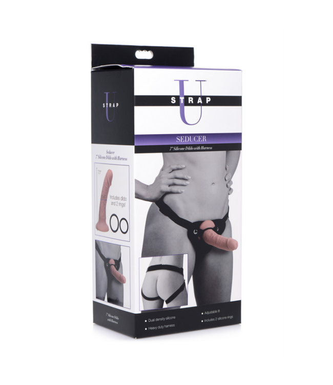 Seducer - Silicone Dildo with Harness - 7 / 18 cm