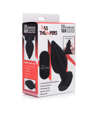 Xr Brands Ribbed Vibrating Anal Plug with Remote Control