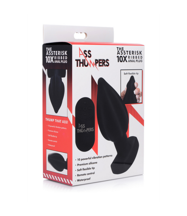 Ribbed Vibrating Anal Plug with Remote Control
