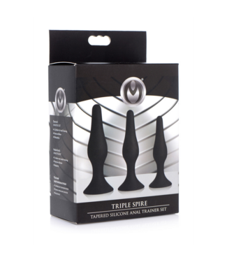 Xr Brands Triple Spire - Tapered Silicone Anal Trainer Set - 3 Pieces - Black