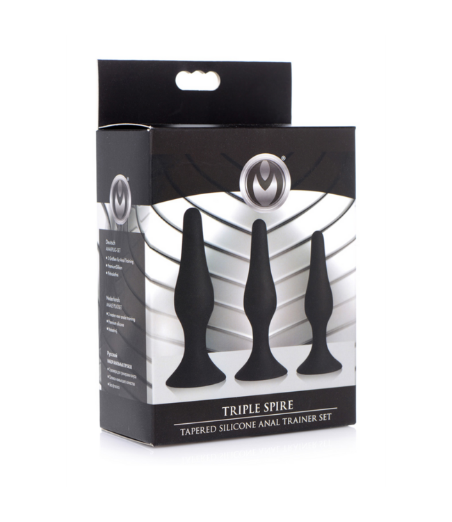 Triple Spire - Tapered Silicone Anal Trainer Set - 3 Pieces - Black
