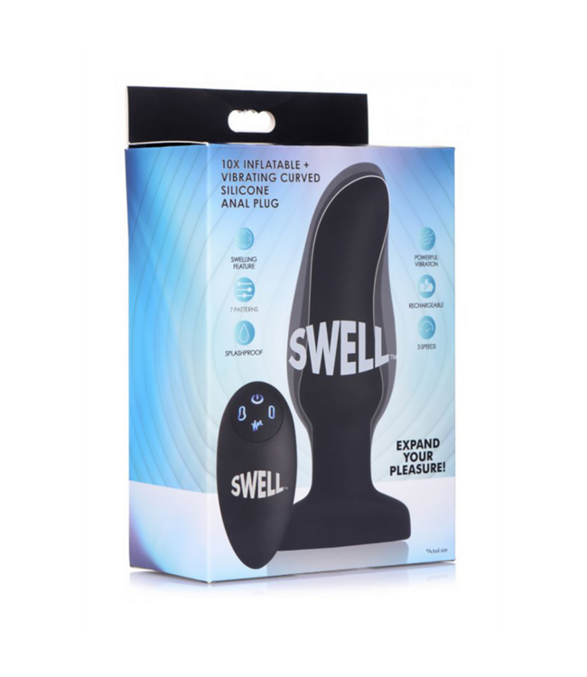 Inflatable Curved Vibrating Silicone Butt Plug