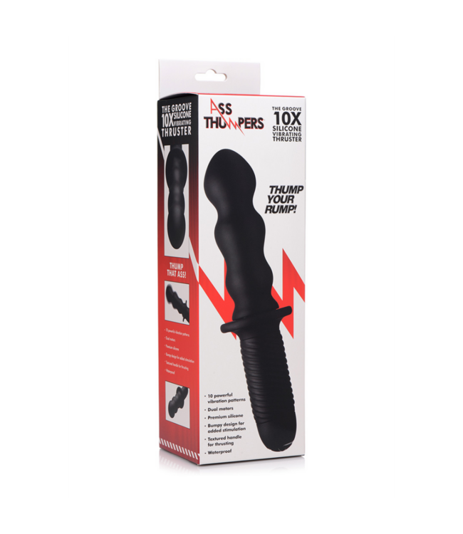 The Groove - Silicone Vibrator with Handle - Black