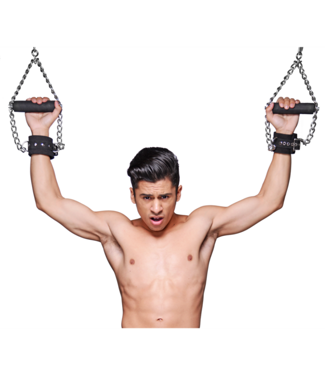 Fur Lined Nubuck Leather Suspension Cuffs with Grip