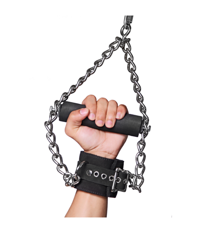 Fur Lined Nubuck Leather Suspension Cuffs with Grip