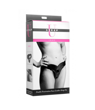 Xr Brands Crave - Double Penetration Imitation Leather Strap-On
