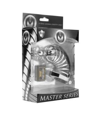 Xr Brands Asylum - Chastity Cage with 6 Rings - M/L