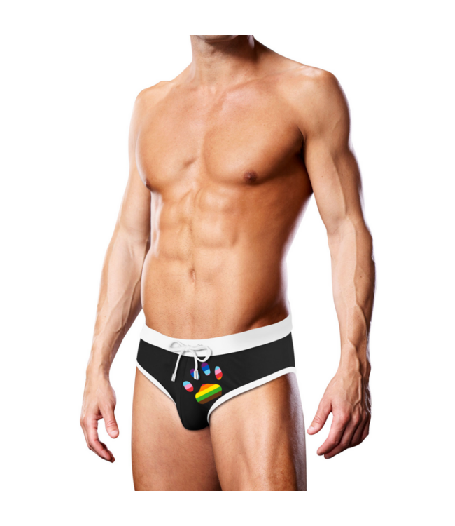 Swim Brief - Black Oversized Paw - L