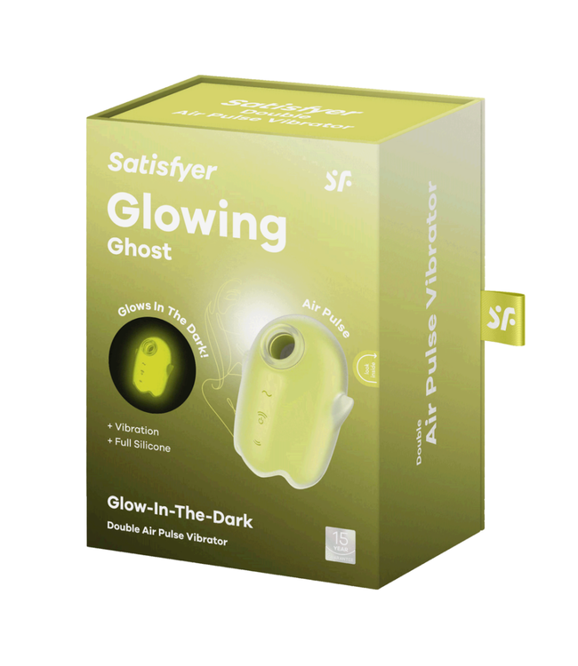 Glowing Ghost - Glow in the Dark - Double Air Pulse Vibrator - Yellow