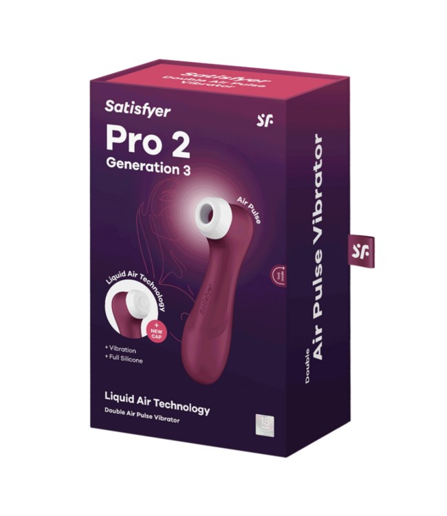 Pro 2 Generation 3 - Double Air Pulse Vibrator - Liquid Air - Wine Red