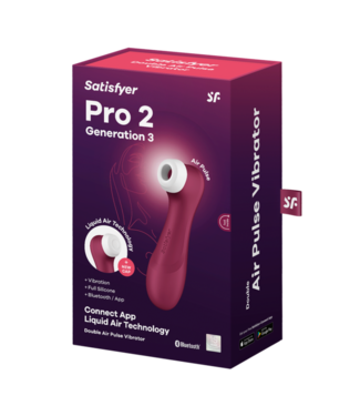 Satisfyer Pro 2 Generation 3 - Double Air Pulse Vibrator - Liquid Air and Connect App - Wine Red