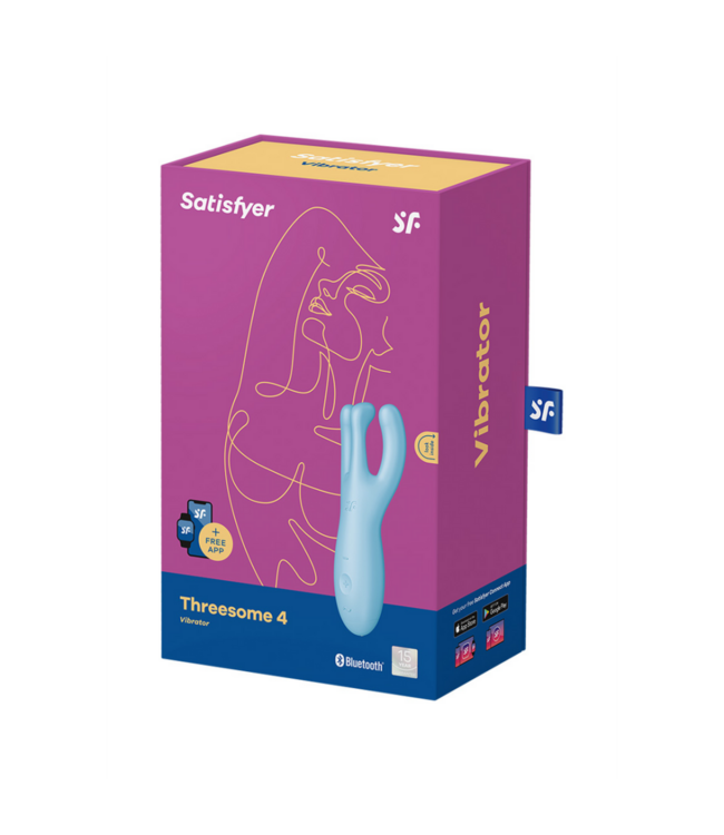 Threesome 4Plus - Lay-on Vibrator with App - Blue
