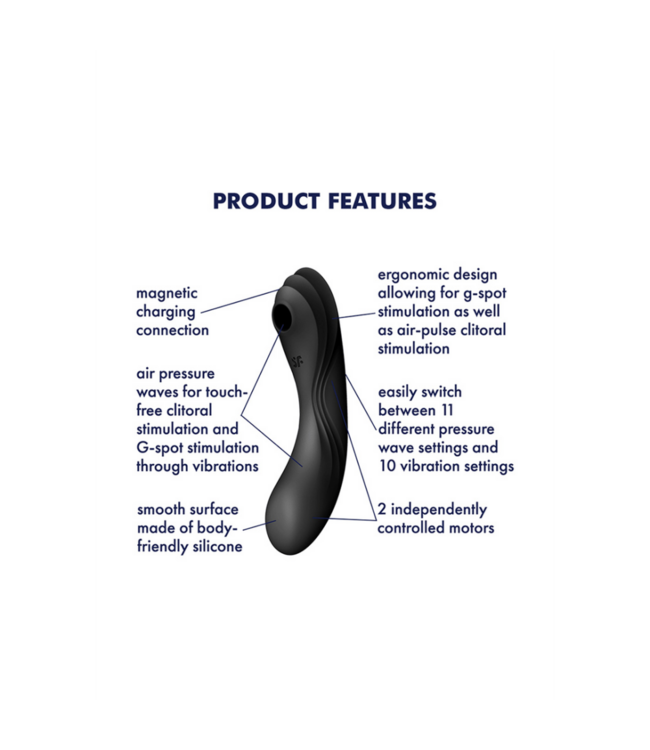 Curvy Trinity 4 - Insertable Air Pulse Vibrator - Black