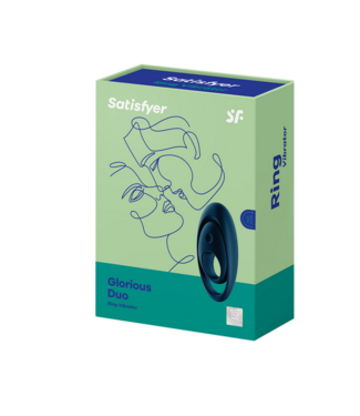 Satisfyer Glorious Duo Ring - Vibrating Cockring with Double Strap - Dark Blue