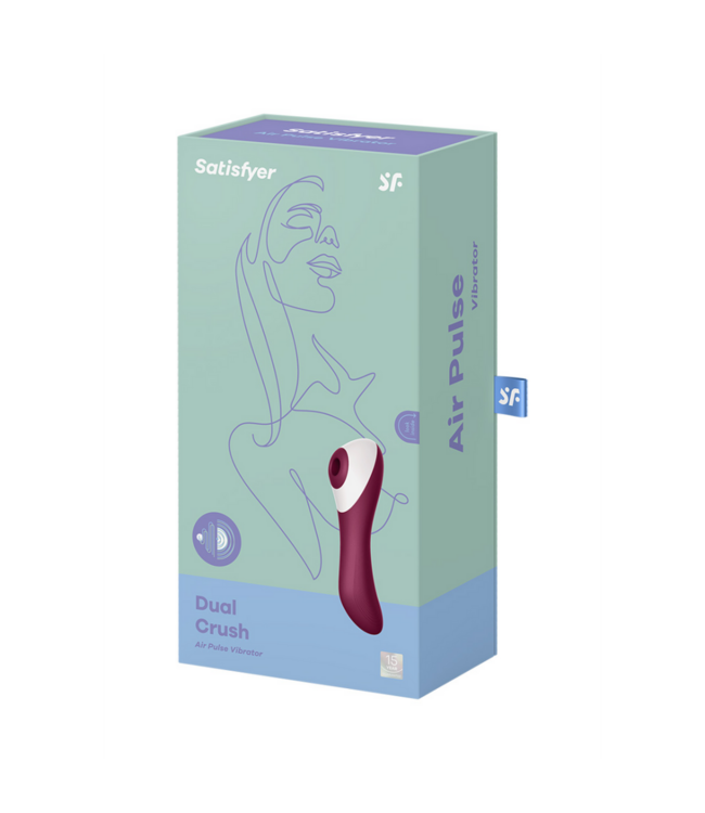 Dual Crush - Insertable Double Air Pulse Vibrator - Wine Red
