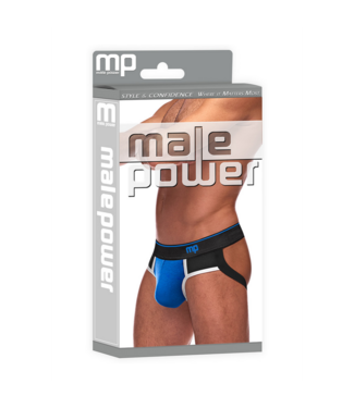 Male Power Panel Jock - L/XL - Black/Blue