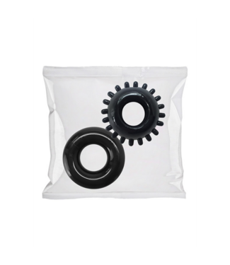 Doc Johnson 2 Pack C-Ring Set - Clambowl 50 Pieces - Black