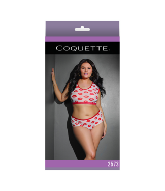 Coquette Crop Top and Shorts with Lip Print - Plus Size